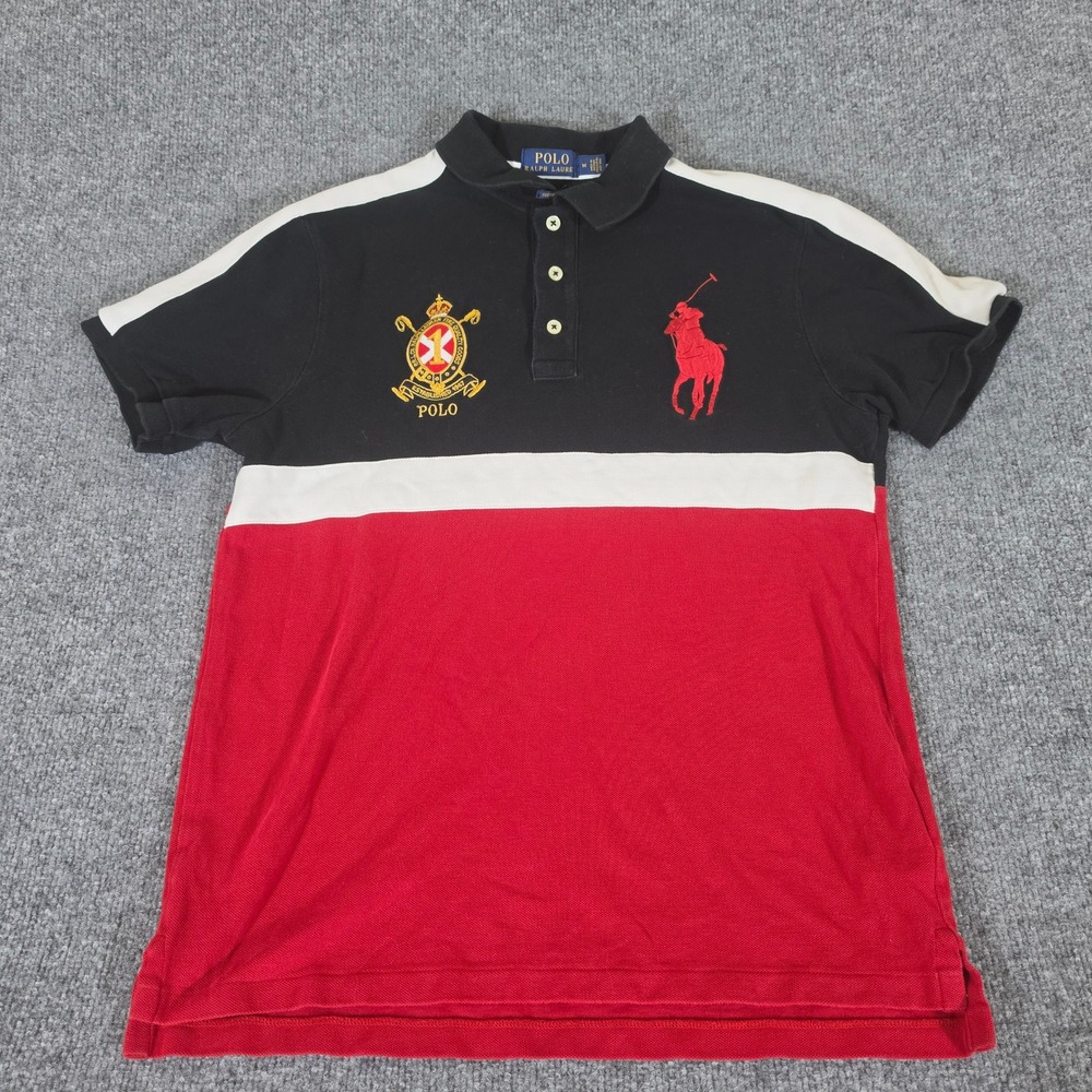 Polo Ralph Lauren Custom Slim Fit Big Pony Crest Colorblock Polo Shirt Mens M